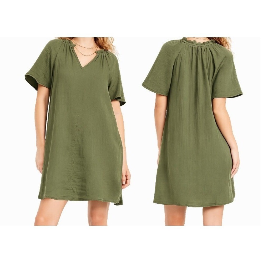 Old Navy Womens 2X Crinkle Gauze Mini Swing Dress in Bare Ground NWT